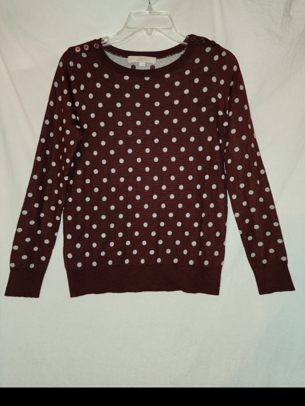 Loft womens size small brown grey polka dot Sweater - Picture 1 of 4